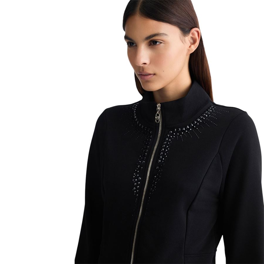 Felpa da donna con zip e strass Liu Jo | TA5188FS00222222